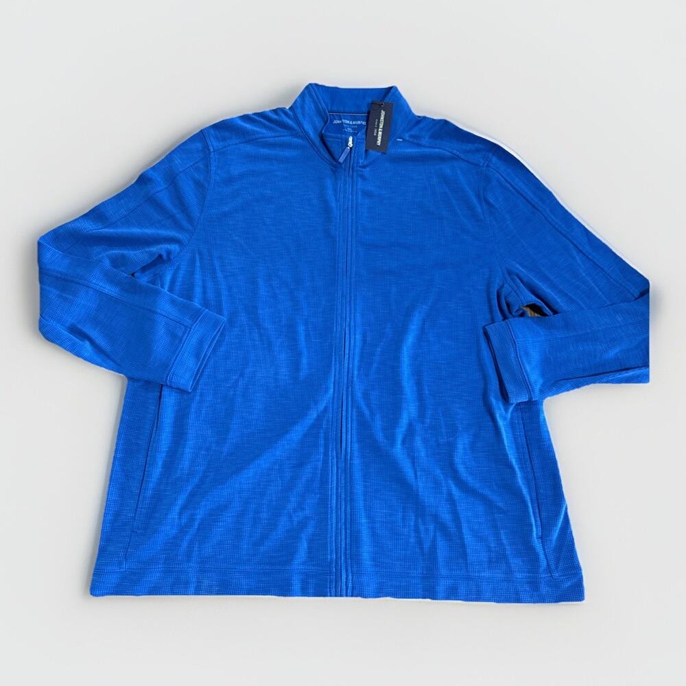 Johnson & Murphy Vintage Waffle Full Zip XXL Blue Casual Athleisure Minimalist